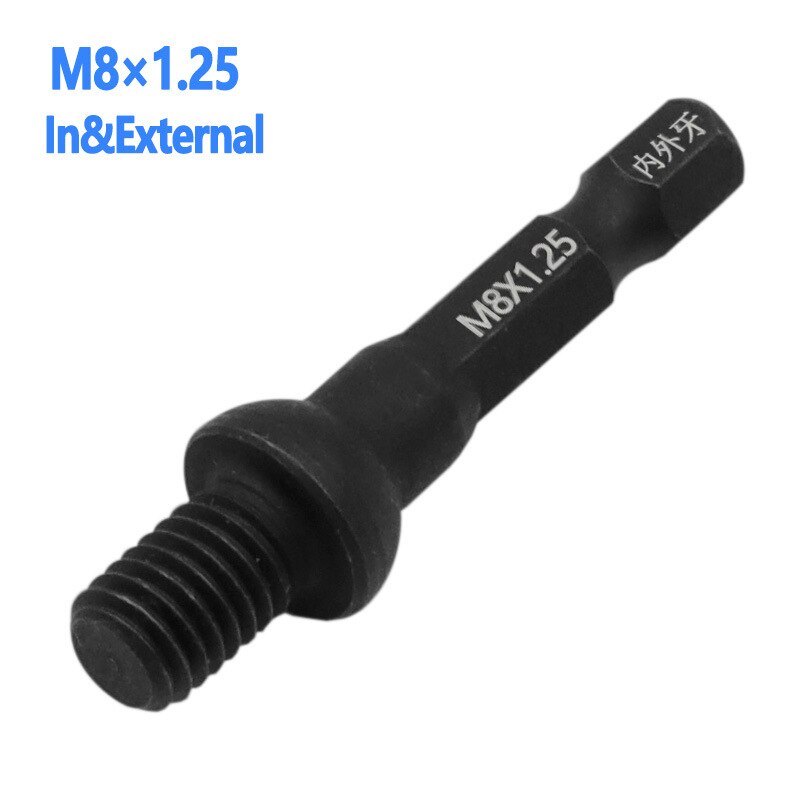 1Pcs M6 M8 M10 1/4 Hex Shank Square Driver Tap Die Socket Adapter Thread Screw Internal and External Screw Self attack sleeve: M8X1.25-A