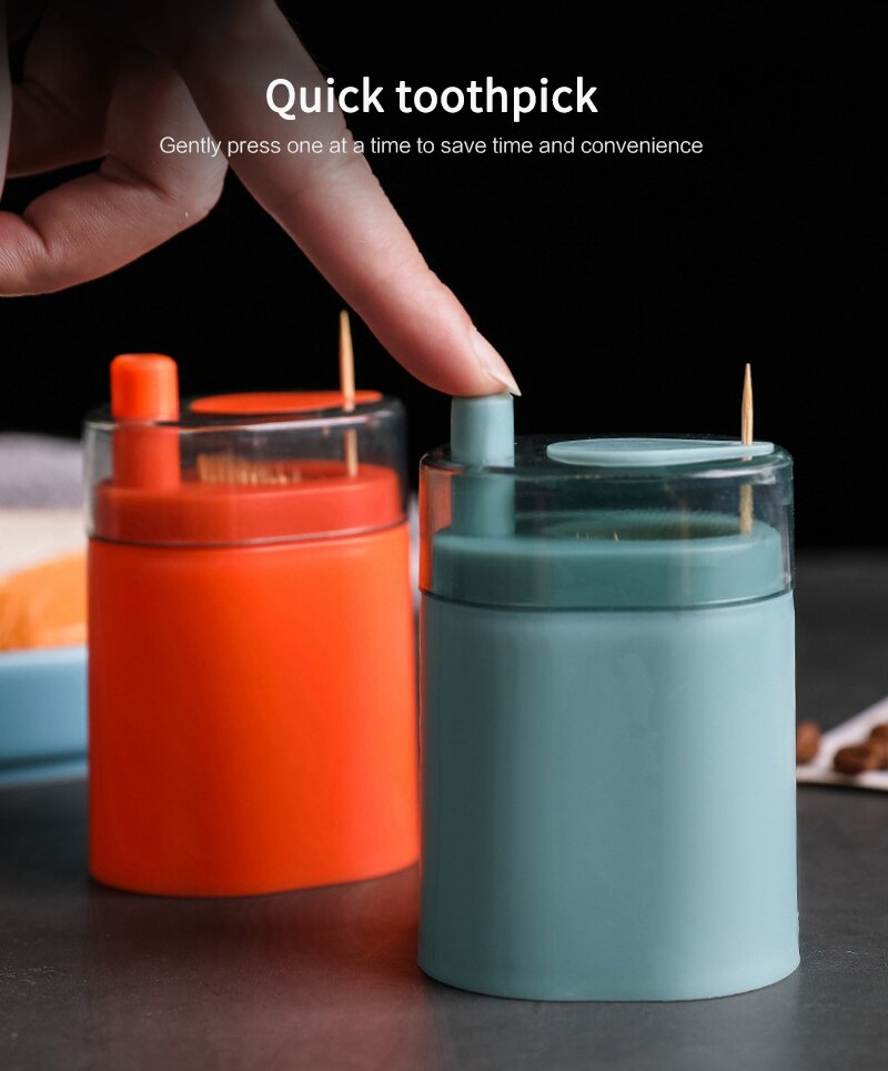 Toothpick Storage Box Automatic Toothpick Dispenser Toothpick Holder Transparent Organizer Household Table Containerb TXTB1