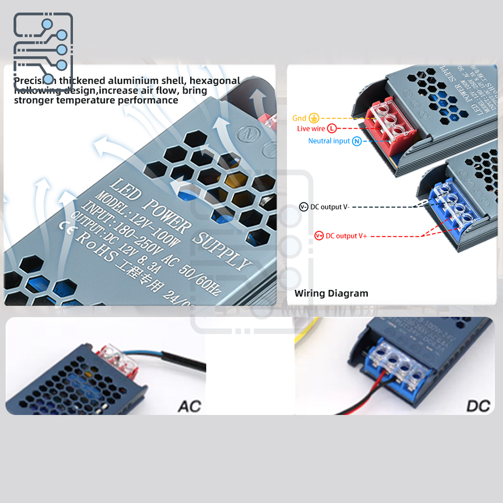 DC12V switching power supply LED driver power supply LED transformer light bar switching transformer converter AC180~250V