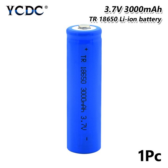 1/2/4/6/8/10Pcs BLUE Pointed 18650 Battery 3.7V 3000mAh Lithium Charging Rechargeable Batteries Li-ion Cell For Flashlight: 1pc