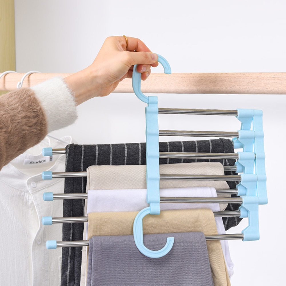 Clothesline Bathroom Clothes Dryer 5 in 1 Multi-functional Wardrobe Pant Rack Shelf Stainless Steel Clothes Hangers