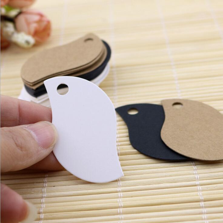 100 Uds. Etiquetas colgantes de Papel kraft de hojas en blanco de 3x5 cm/tarjeta de /etiquetas de precios para hornear/etiquetas de /etiquetas: White