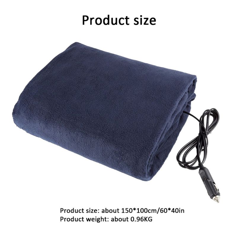 12v elektrische autodekens verwarmde winterkampeertrip (60 " x 40 ", marineblauw ) u90a