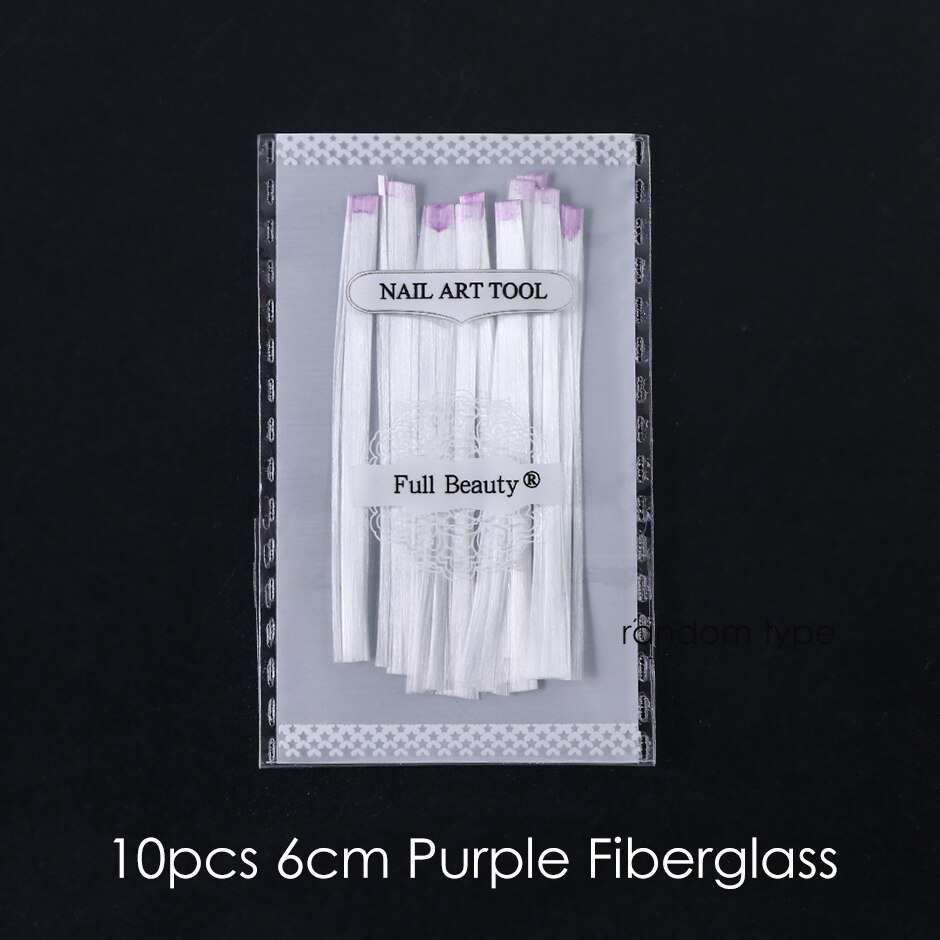 1m/2m/5m glasfiber för nagel akrylförlängning franska spetsformade spetsar glasfiber silke manikyrförlängningsset  ch1578: Lila 10pc