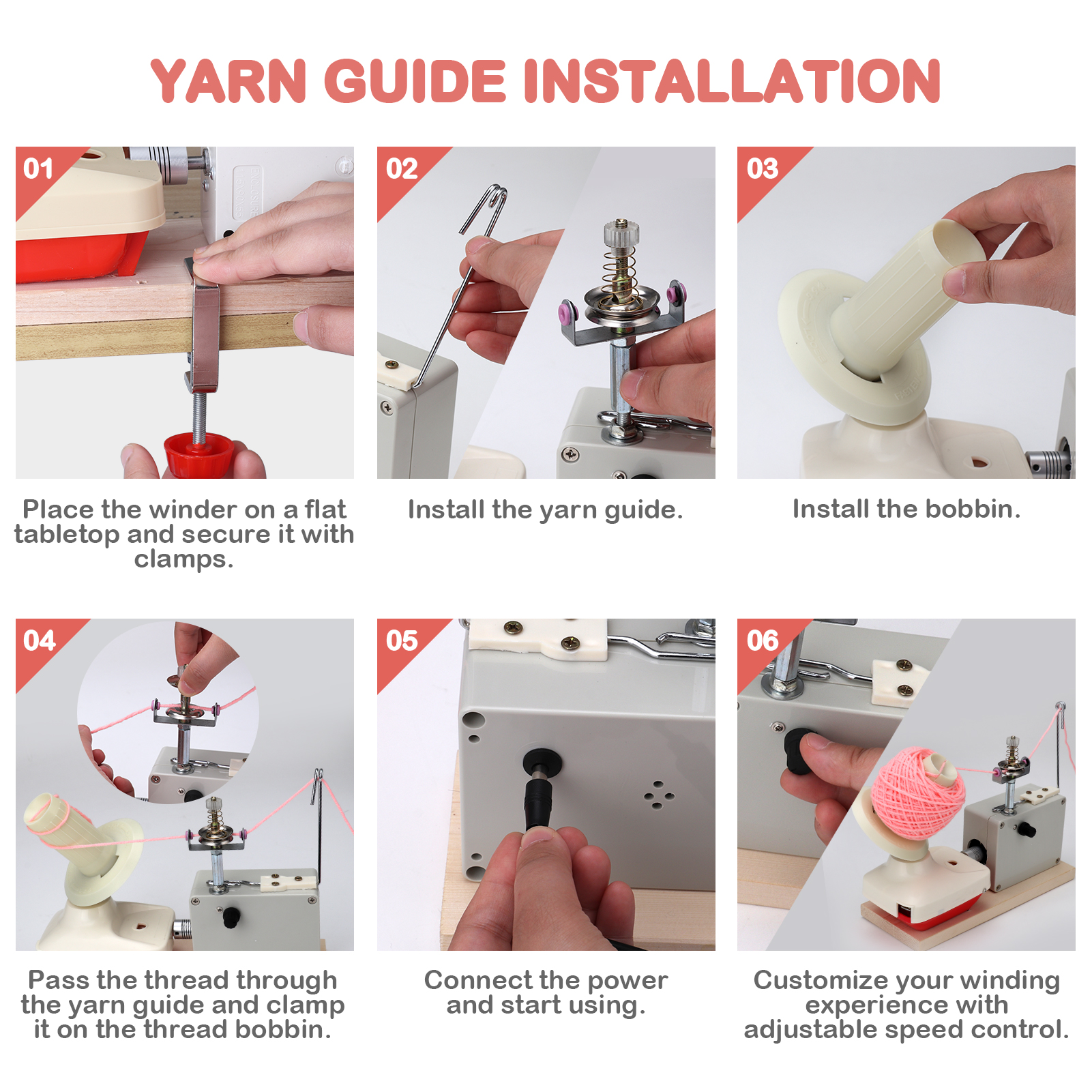 Electric Yarn Ball Winder Automatic Yarn For Crocheting Yarn Large Capacity Adjustable Speed and Low Noise Easy Installation