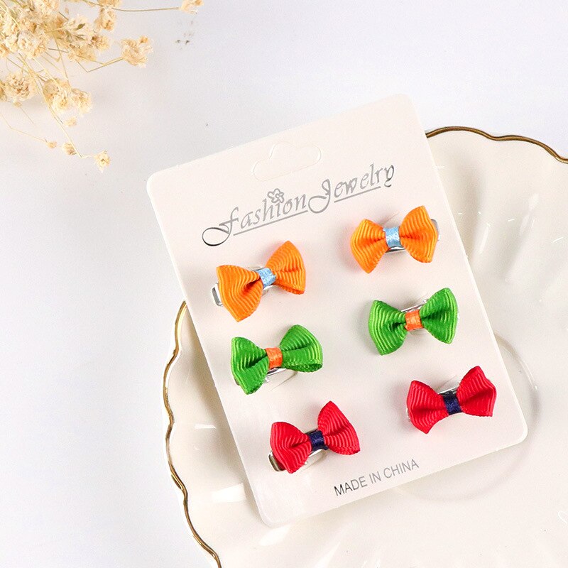 6 teile/paket Gemischt Farbe Bowknot freundlicher Baby freundlicher Haar Clip Bogen Stift Haarspange Haarnadel Ornament Zubehör Für Mädchen: 03
