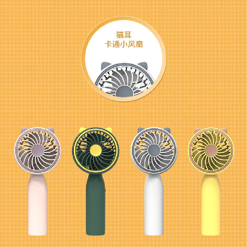 2022 Mini Portable Fan Cartoon Handheld Fan Portable Usb Charging Student Dormitory Cute Portable Mute: Cat ears  random col