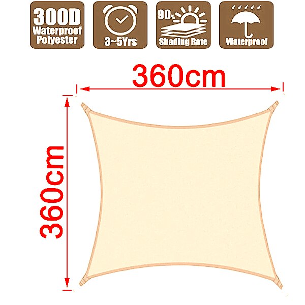 Shade Screen Rectangle Net Pergola Outdoor Shade Cloth Waterproof Awnings for Waterproof Exterior Balcony Awning for Car Shades: beige 360cm x 360cm