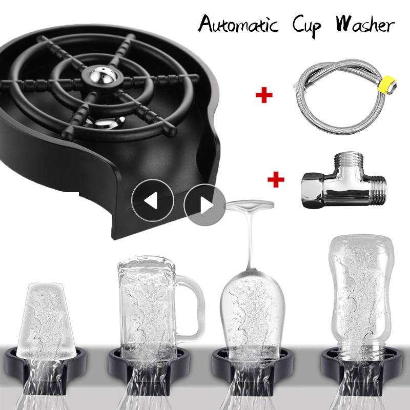 Automatic Glass Cup Washer High Pressure Bar Kitchen Beer Milk Tea Cup Cleaner Sink For Home Kitchen Sink Dining Accessories