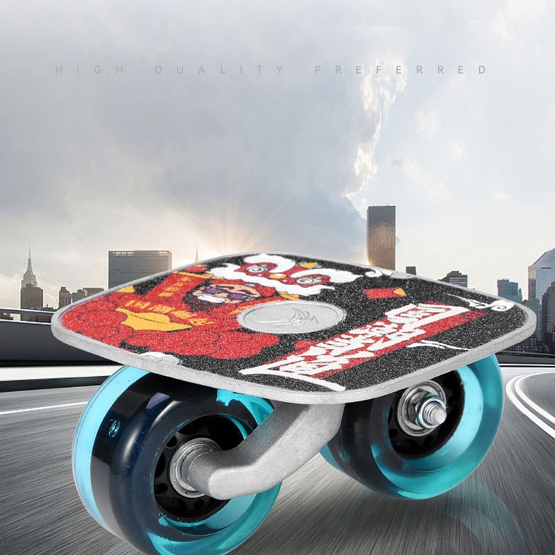 1 Pair Mini Drift Board Teenagers Skate Board Roller Drift Plate Adults Antiskid Short Board Aluminum Alloy Skateboard