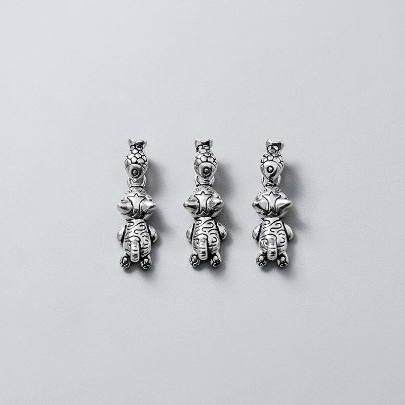 Meetsoft Classic 925 Sterling Zilveren Kat Eten Vis Bengelen Charmes Diy Handgemaakte Sieraden Voorkomen Allergie Kind Accessoires