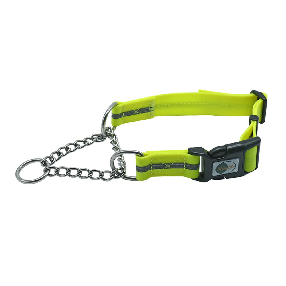 Hondenhalsband met ketting van pvc, reflecterend kussen, anti-bijt, verstelbare trainingshalsband voor grote en kleine honden, puppyproducten: Geel / Ik