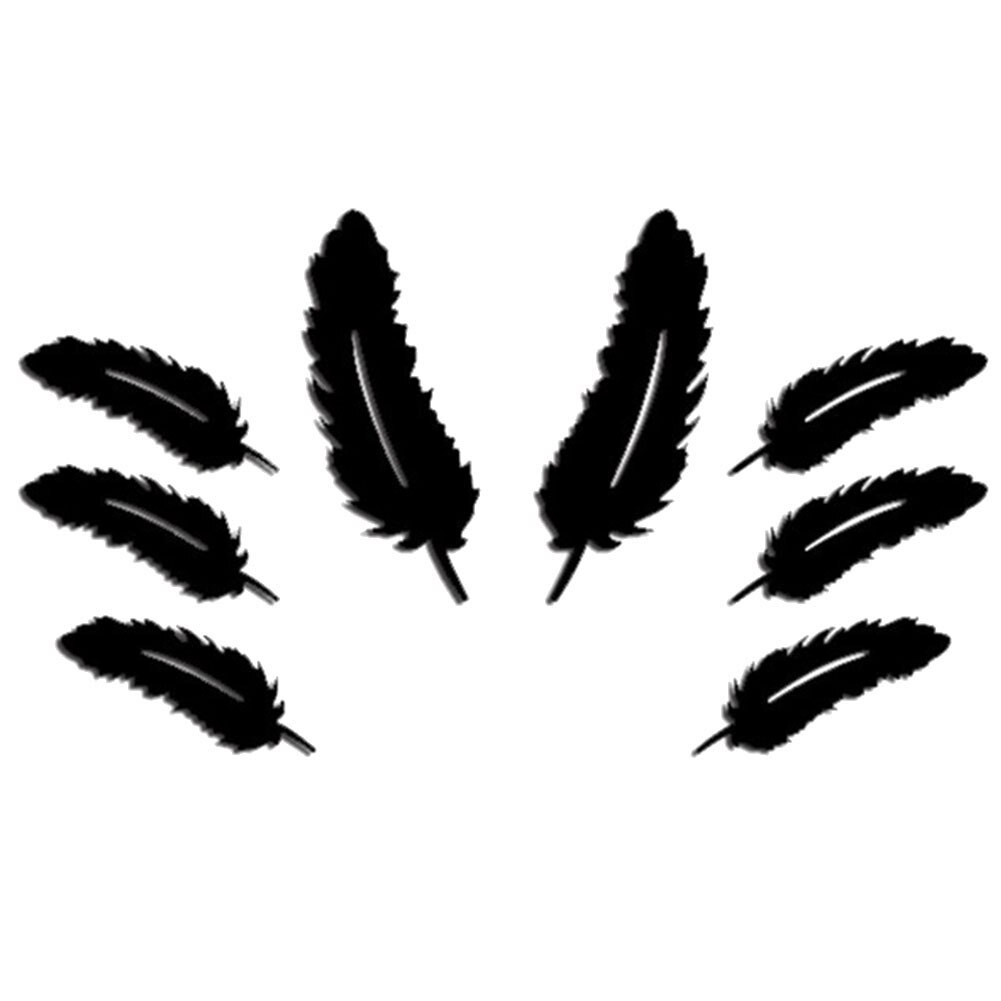 8 sztuk/zestaw pióro kształt lustro DIY dekoracyjne naklejki ścienne salon Dom dekoracje: czarny