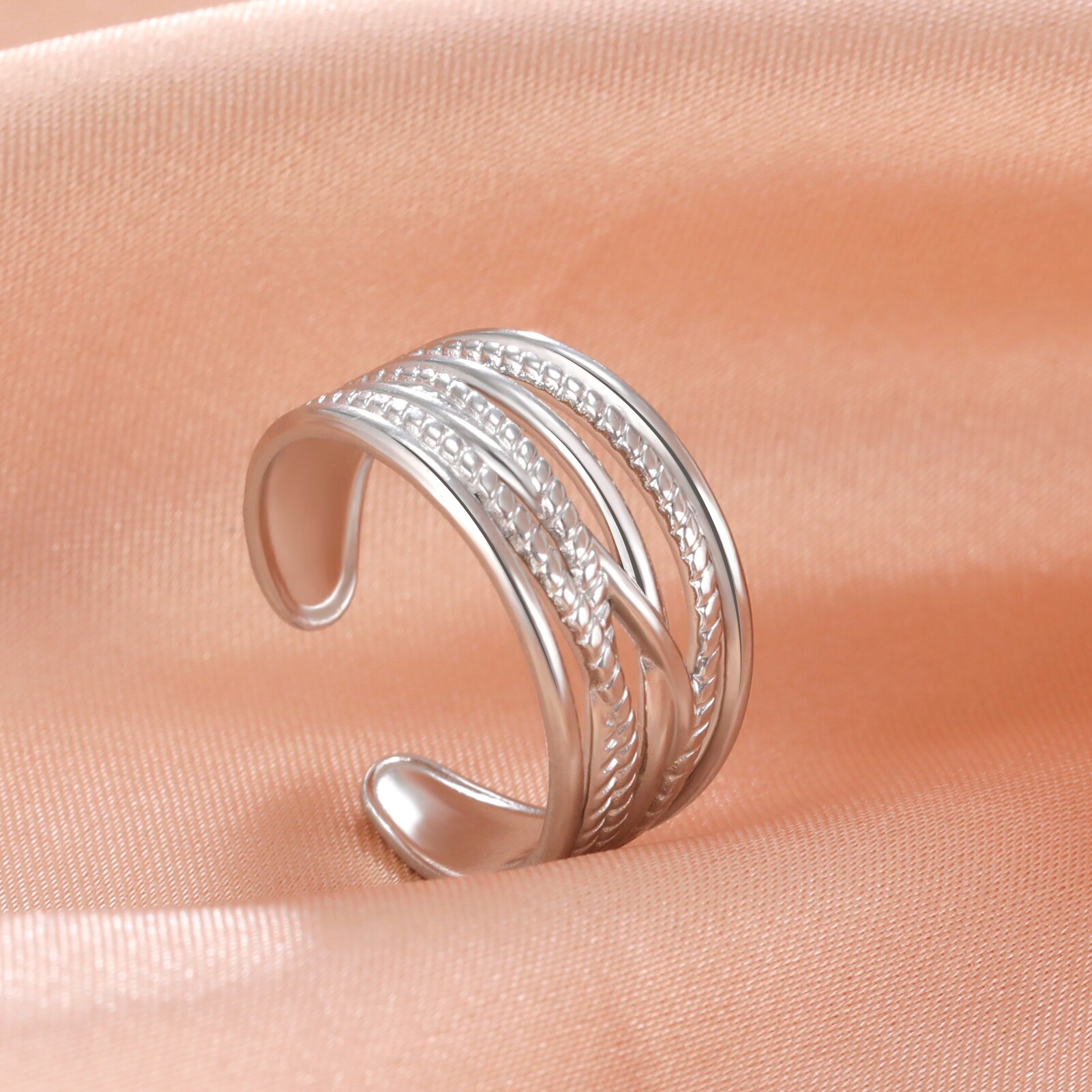 Skyrim 2022 Breed Twist Geometrische Ringen Voor Vrouwen Roestvrij Staal Verstelbare Open Finger Ring Mode-sieraden