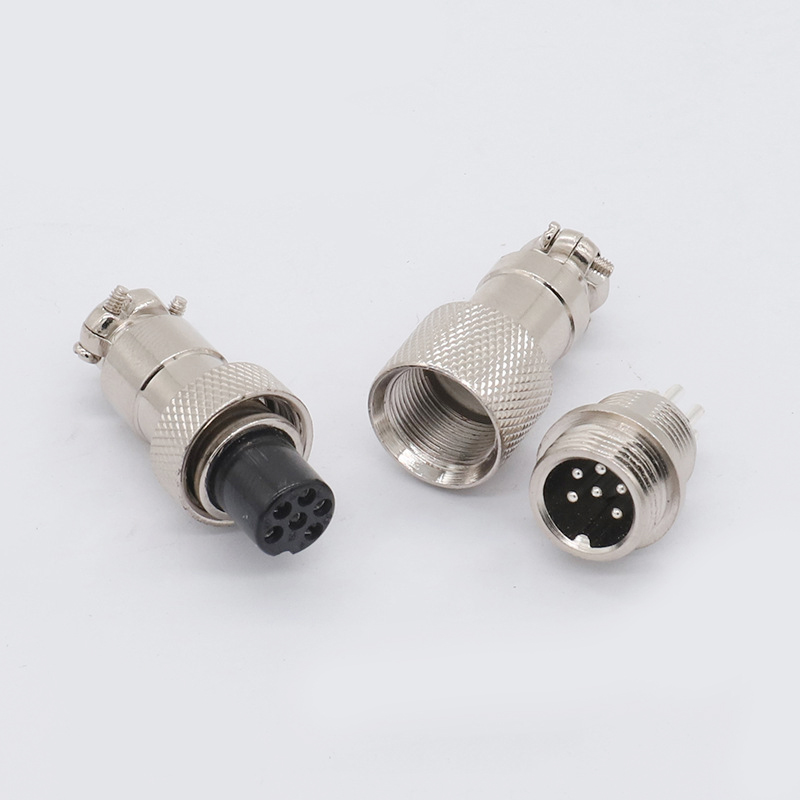 ZHQCN GX12 Industry M12 Welding Cable Wire Connector 5A 125V Power Connectors 2 3 4 5 6 7 Pin Threaded Coupling Solder Terminal: 6 pin