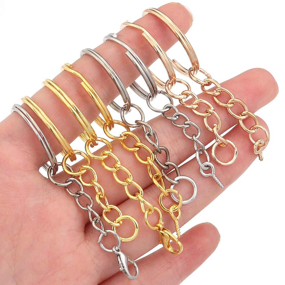 10 unids/lote llaveros de hierro llavero en blanco llavero con anilla dividida llavero anillos DIY hallazgos hacer accesorios de llavero