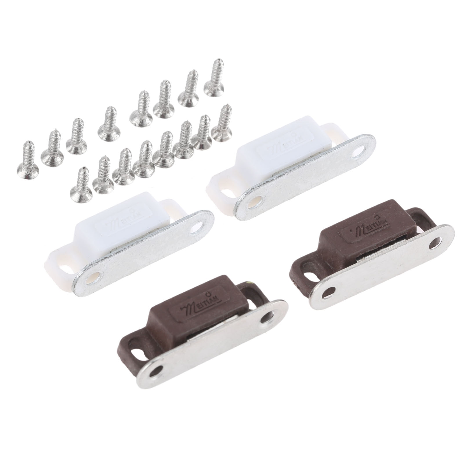 5pcs/set Magnetic Catches w/screws Small Metal Cabinet Door Cupboard Preventing Protecting 27mmx10mm White/Brown Mini Stopper