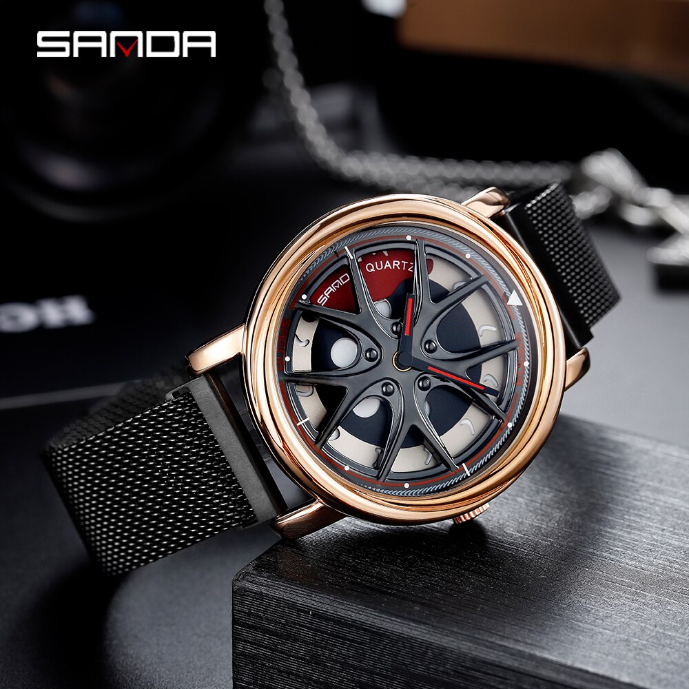 Auto velg quartz horloge man creativiteit auto polshorloge stalen magneetsluiting wiel velg naaf horloges relogio masculino