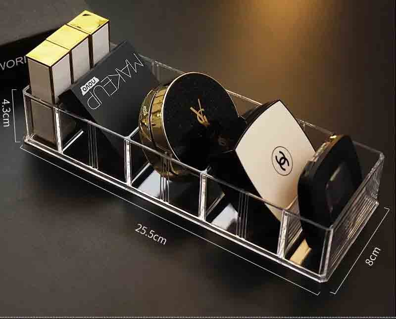 Plastic Transparent Makeup Organizer Storage Box Clarity Cosmetic Makeup Holder Vanity Cabinet Powder Display Shelf: 01