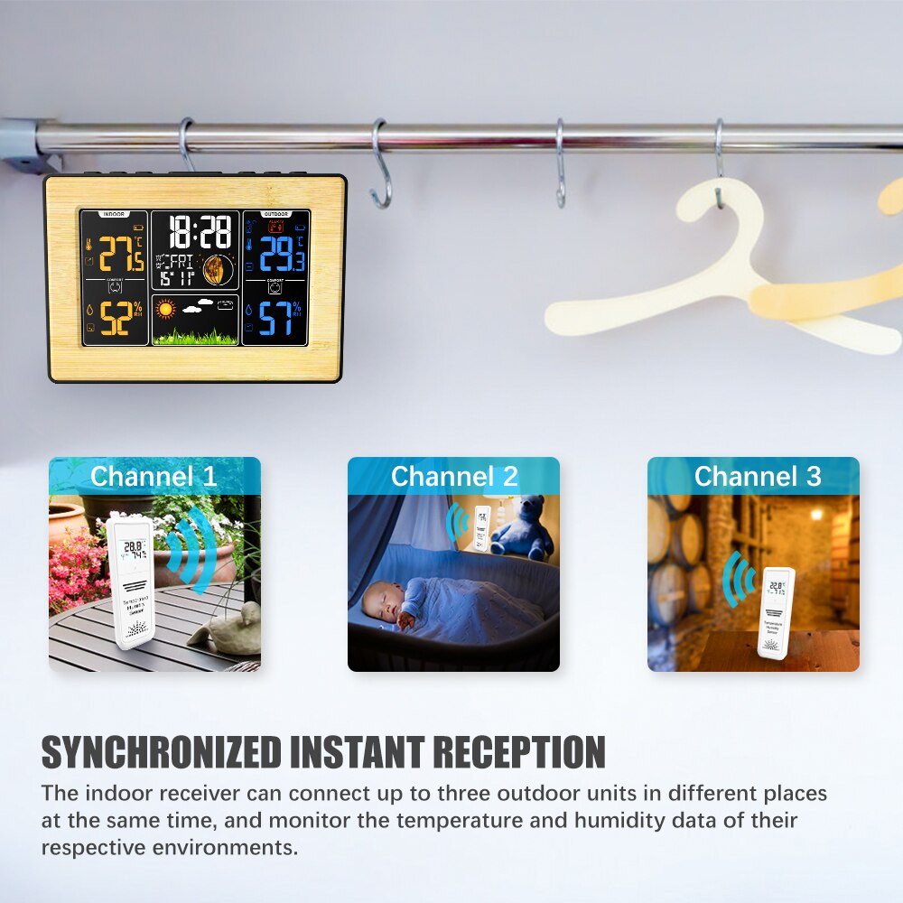 Weather Station with Outdoor Indoor Sensor, Digital Alarm Clock, Barometer, Temperature, Humidity Monitor, Weather Forecast