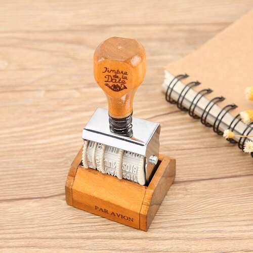 Retro Houten Handvat &amp; Base Roller Datum Stempel, Stempel Voor Diy Craft Card Making Planner Scrapbooking: A