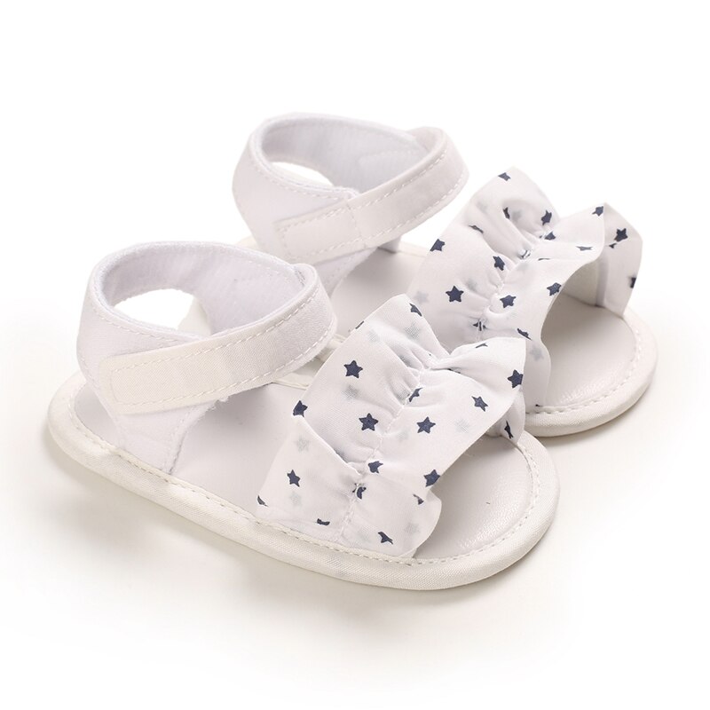Neugeborenen kleinkinder mädchen sommer offene spitze gleitschutz weichen boden flache schöNe prinzessin sandalen und bowknot 0 zu 18 monate: Weiß / 13-18 Monate