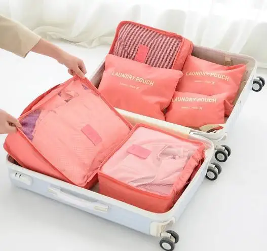 6-teiliges Set Reisekoffer-Organizer, Taschen, Gepäckverpackungswürfel für Reisen, Aufbewahrungstasche, große Kapazität, Schuh- und Kleidungsorganisatoren: green