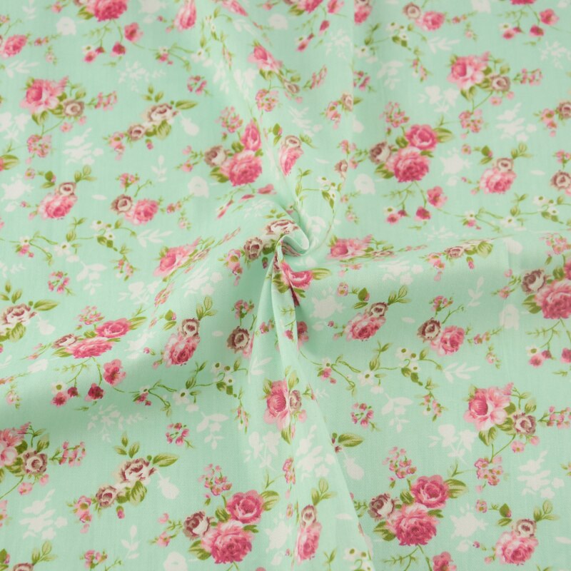 50cmx160cm/piece pretty light green flower cotton fabric home textile tilda patchwork quilting clothing dress sewing bedding