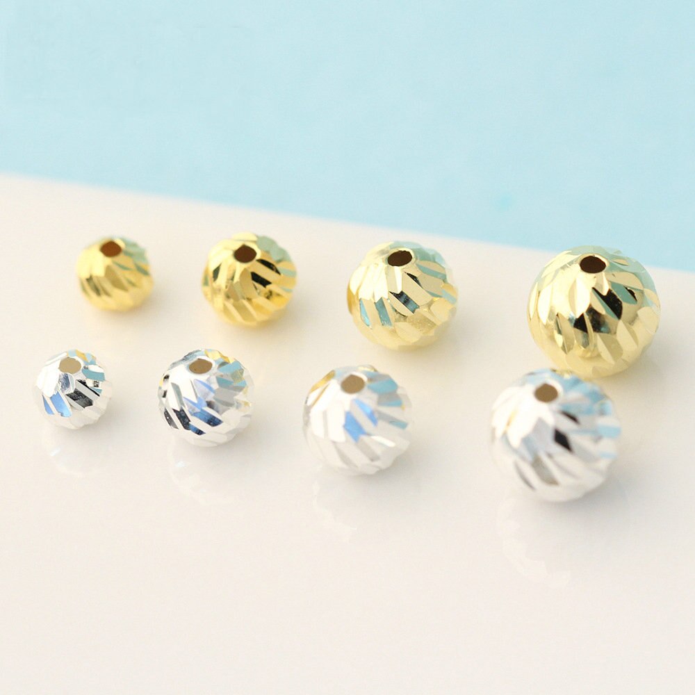 925 Sterling Argento Poliedrico Branelli Rotondi Del Distanziatore Perline per Collana Del Braccialetto Diy Branelli Allentati Gioielleria Raffinata Che Fanno