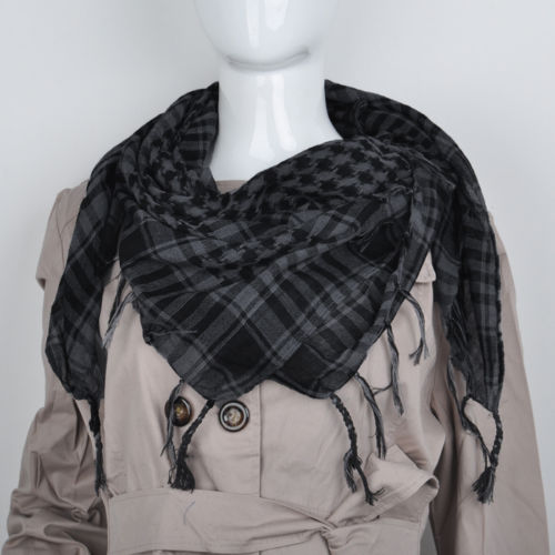 Femmes arabe shemagh keffieh palestine écharpe châle kafiya 13 couleurs: Noir gris foncé