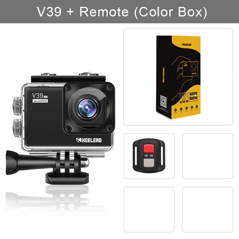 KEELEAD V39 action camera 4K / 60FPS 20MP 2.0 "LCD EIS video Dual MIC WiFi waterproof Pro Helmet cam Sport camera VS EK7000 cam: V39  box Remote / Standard