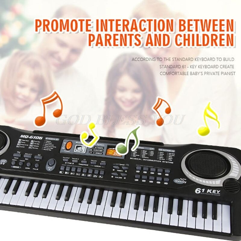 Teclado de Piano Digital con micrófono para niños, 61 teclas de órgano electrónico, Juguete musical,