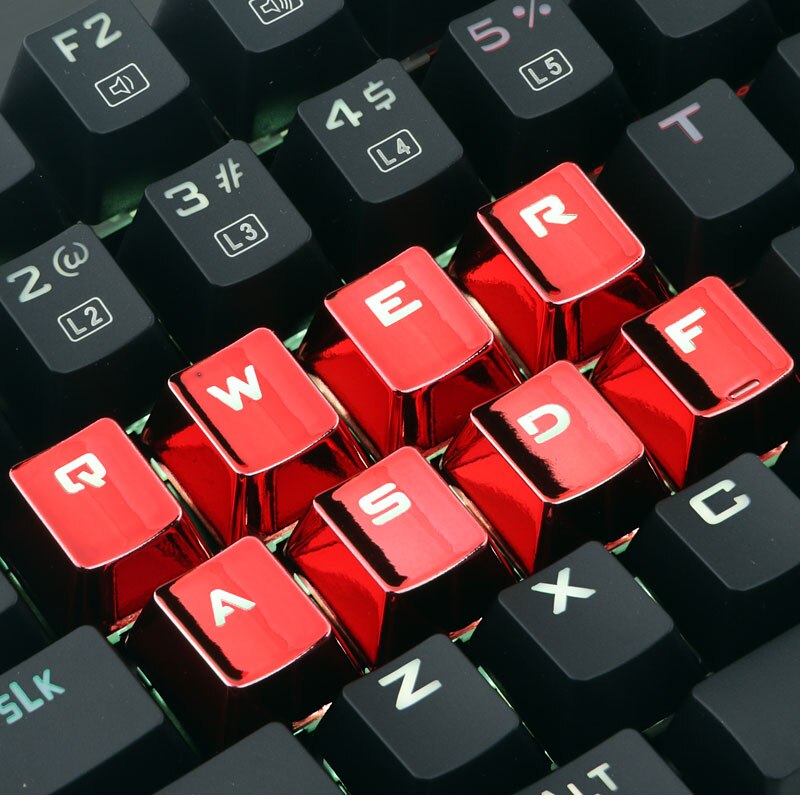 Electroplate 12Keycaps For Mechanical Keyboard Red Double-shot Injection Key Caps with Key Puller FPS and MOBA Gaming Kit DIY