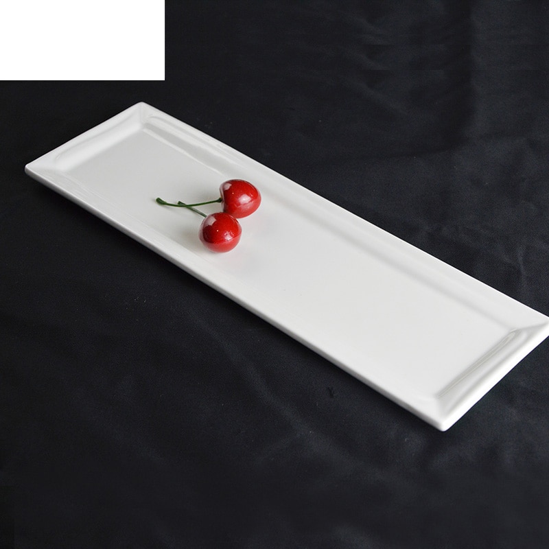 Ceramic Vegetable Dishes Household Utensils Rectangular Sushi Dishes Pure White Hotel Features Dinner Plates Tableware