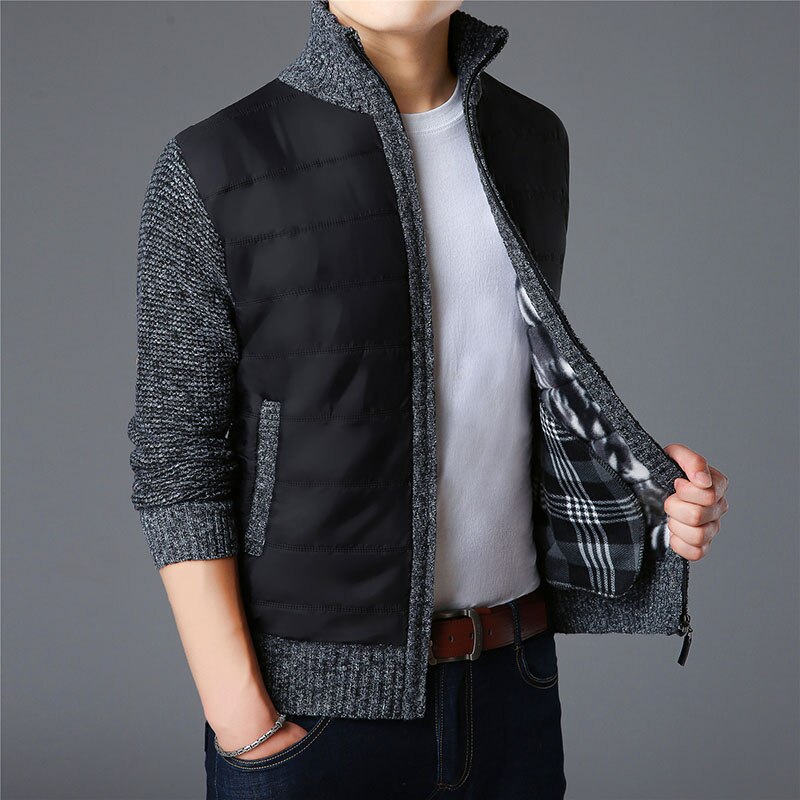 2022 Mode Truien Heren Vest Dikke Slim Fit Truien Truien Rits Warme Winter Koreaanse Stijl Casual Mannen Kleding: Black / L