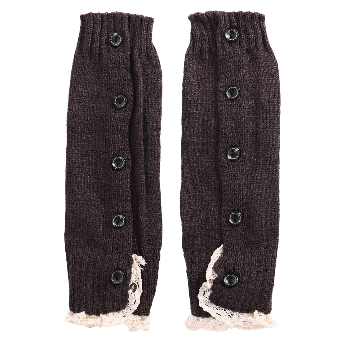 Pudcoco Girls Kids Cable Knit Ribbed Lace Frills Leg Warmers Legwarmers 8 Colours: Dark Grey