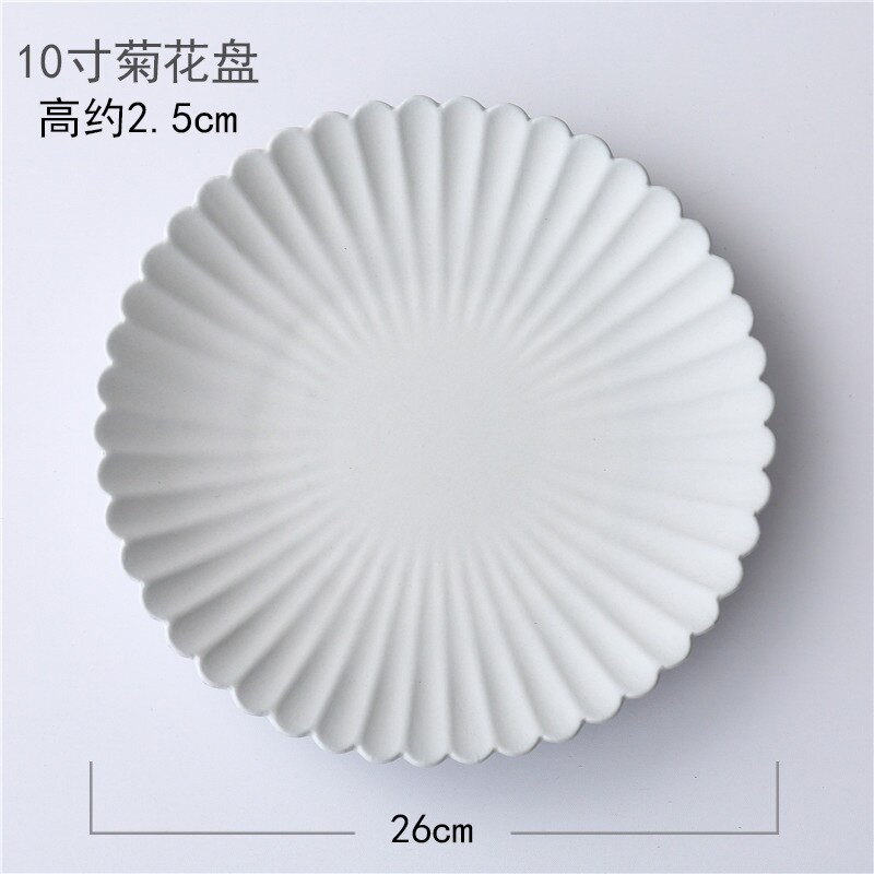 Japanese Style Chrysanthemum Ceramic Dinner Plate Dish Rice Salad Bowl Dessert Plate Dinnerware Set Decorative Tableware: 10 inch Daisy Dish