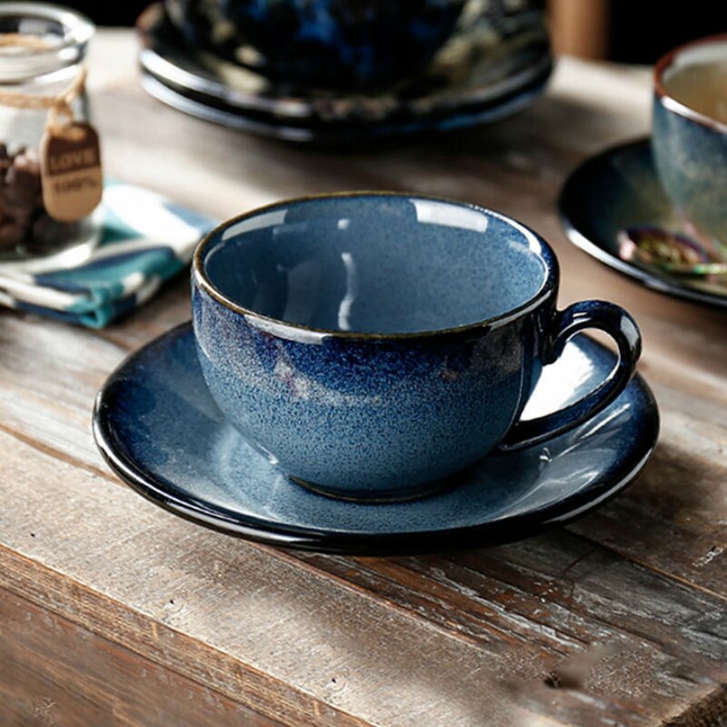 Moro glødende klassisk luksus porselen kopp og tallerken keramikk enkle te sett kaffekopper tazas para kafe kjøkkenutstyr
