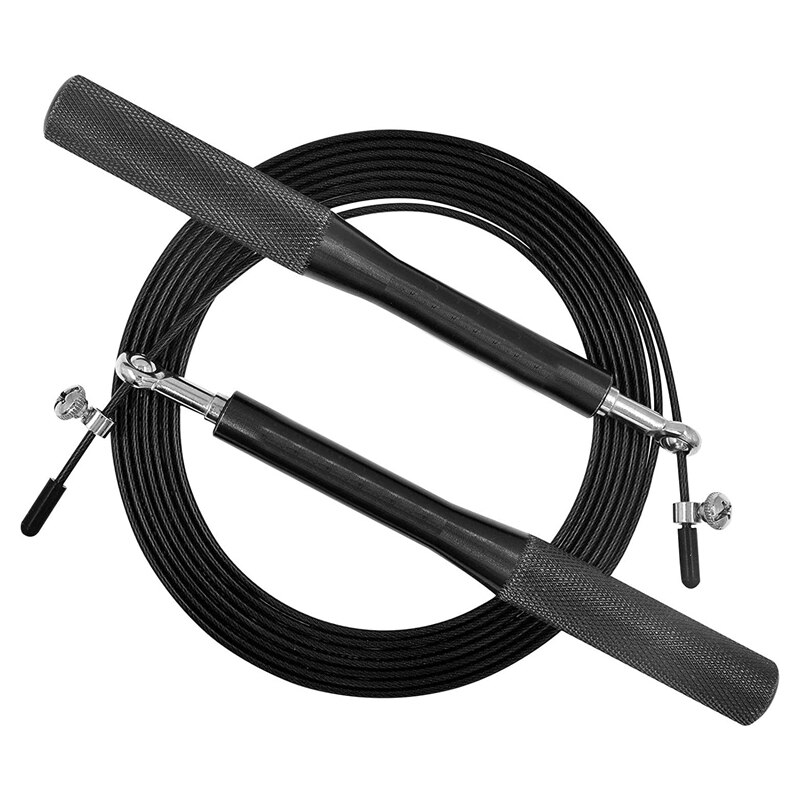 High Speed Jump Rope Swivel Dual Bearing Adjustable Anti-Slip Aluminum Handle Skipping Rope for Fitness: Black