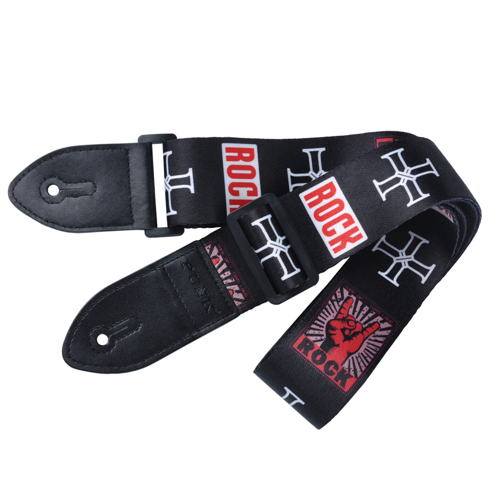 NAAIT Polyester geschilderd gitaarband folk gitaar/akoestische gitaar strap Black rock