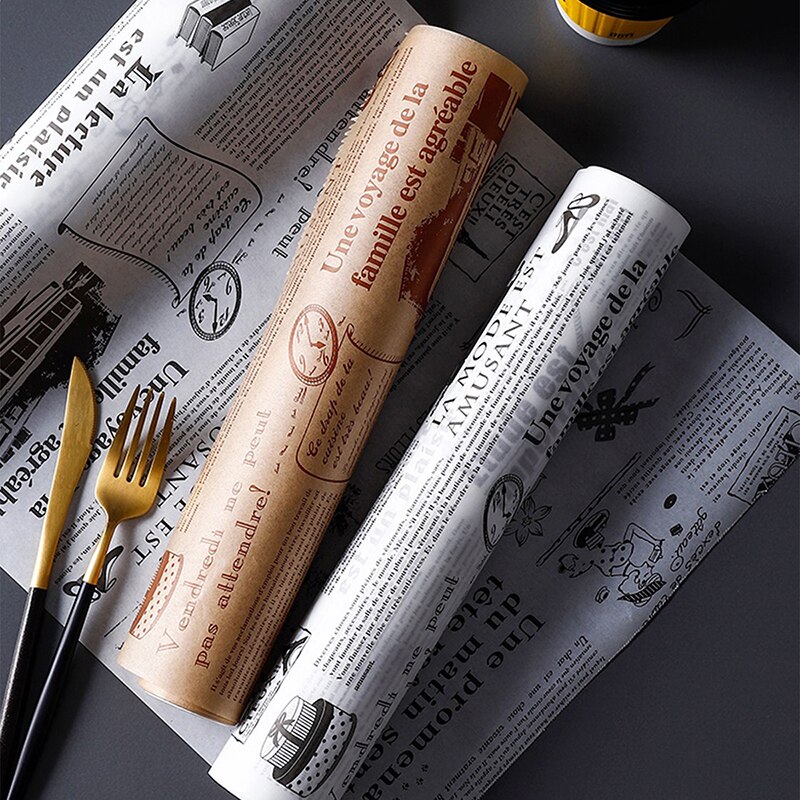 Rollo de papel absorbente de aceite para hornear o tapete de comida con cortador deslizante, fácil de cortar y papel de cocina antiadherente de 8M para herramienta de cocina de pan