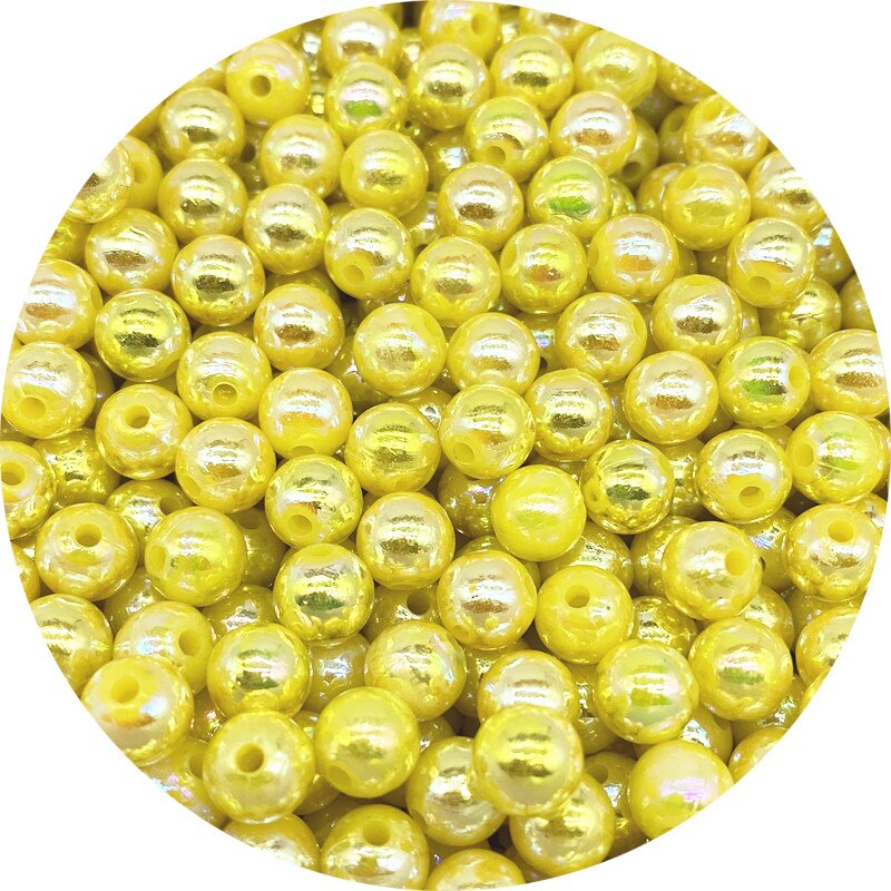 6 8 10mm AB Color Plating Acrylic Beads Loose Spacer Round Garment Jewelry Making DIY #Ro