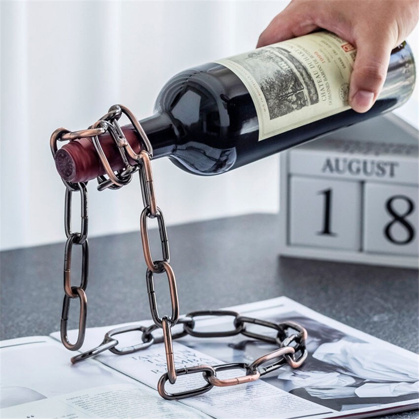 Magische hangende ijzeren ketting wijnrekken één fles wijn display rekken standhouder keuken eetkamer kelder bar decoratie