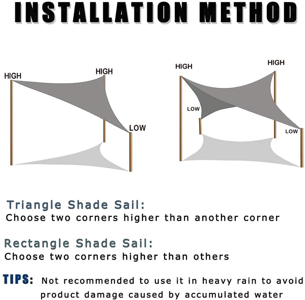 Heavy Duty 185GSM Sun Canopy Shade Sail Rectangle UV Block Shading Nets for Patio Deck Yard and Outdoor