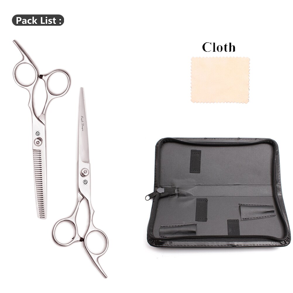 Professionelle Hundesalon Schere Set 6.0 "Edelstahl Lila Drachen Hund Schere Gebogene Schere Gerade Schere Ausdünnung Schere Z4001: Z1001 Yin D 6Y