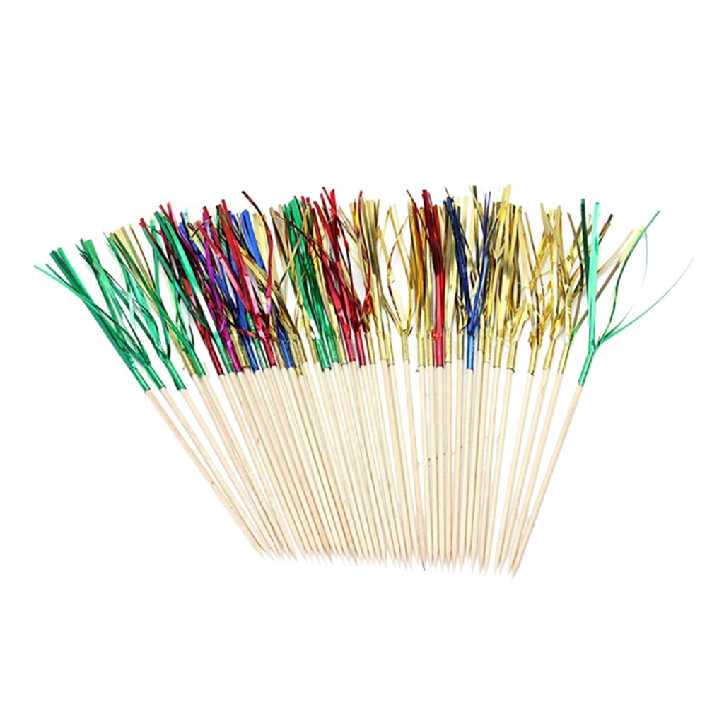 50 Pieces Colorful Fireworks Umbrella Party Cupcake Picks Toothpick Dinner Cake Toppers Small Mini Stick Picks Party