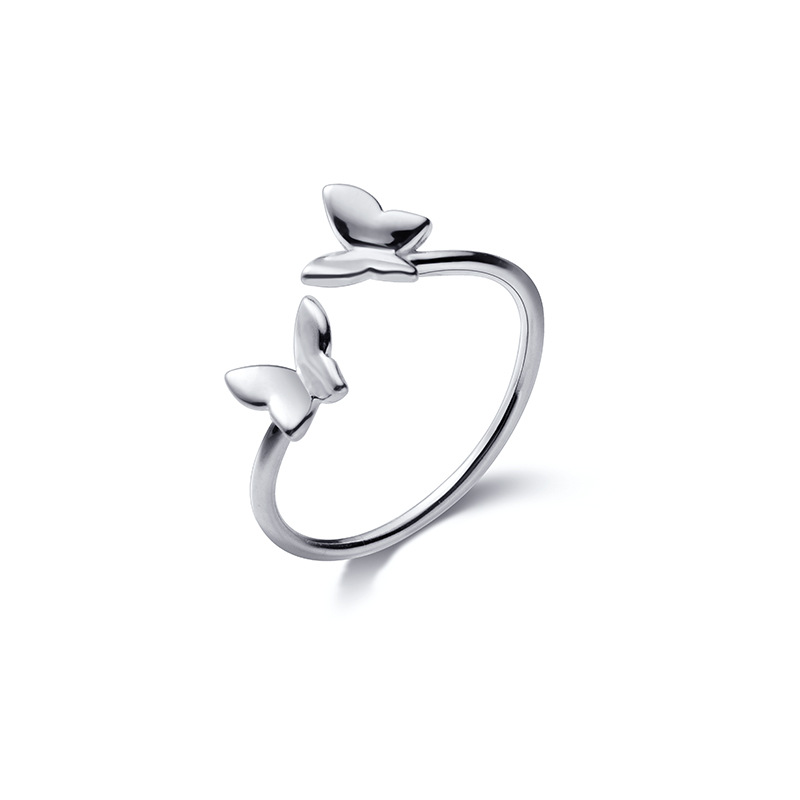925 verstellbarer schmetterlingsring aus sterlingsilber mit zirkonia für damen, perfekt für partys und als edler punk-schmuck.: Default Title