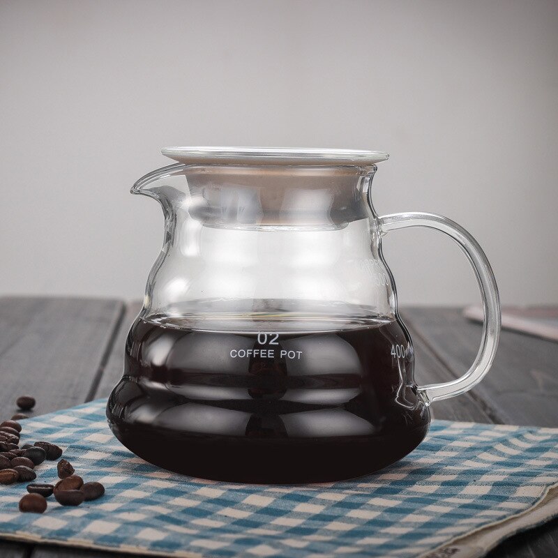 V60 Pour Over Glass Range Coffee Server 360/600/800ml Hand Drip Reusable Filter Paper Coffee Pot Coffee Kettle Brewer Barista: 580ml pot