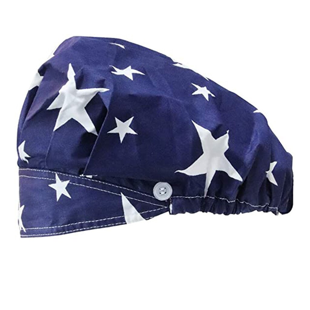 Scrub verpleegkundige hoed knopen bedrukte gorros quirurgicos bouffant sanitaire muts met zweetband cartoon print verpleegkundige mutsen scrub muts