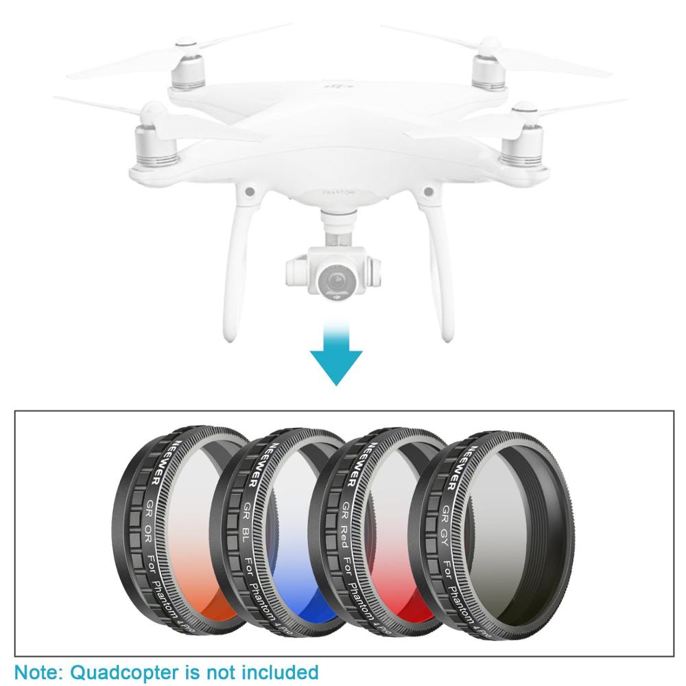 Neewer Camera Lens Afgestudeerd Color Filter Kit voor DJI Phantom 4 Pro Drone Quadcopter: Afgestudeerd Oranje, Blauw, rood, Grijs Filter